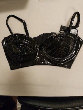 Ivy Park Noir Latex Bra Top, 1X
